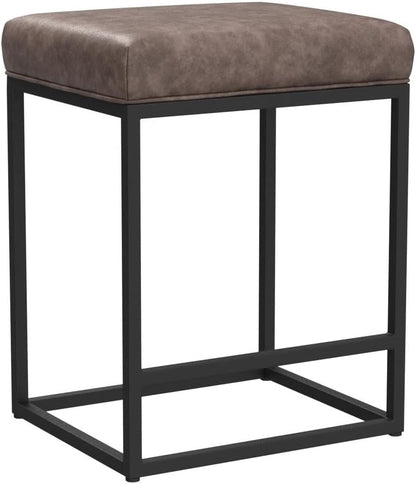 Bar Height Bar Stools 30 Inch Set of 2 for Kitchen Counter Backless Industrial Stool Modern Upholstered Barstool Countertop Saddle Chair Island Stool,330 LBS Bear Capacity,(30 Inch,Brown)