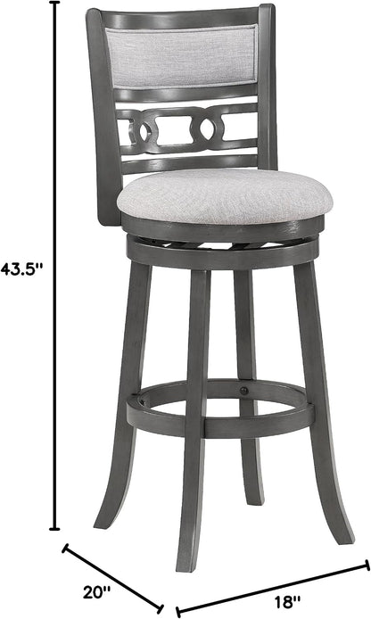 Gia 29" Swivel Barstool-Gray W/Gray Fabric Seat