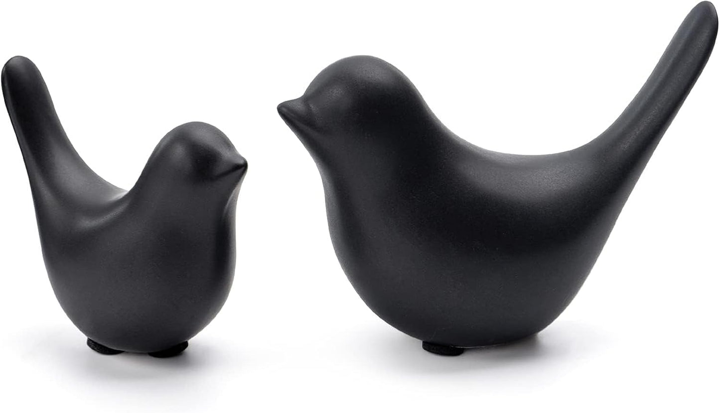 Small Birds Statues Home Decor Modern Style Decorative Ornaments for Living Room Decor, Bedroom, Office Desktop, Cabinets (Black 2Pcs Birds)