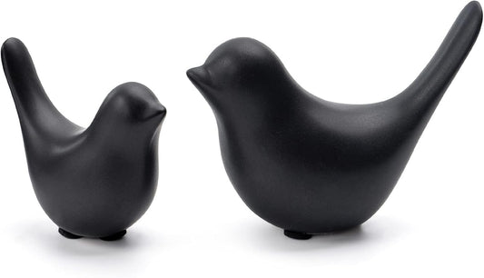 Small Birds Statues Home Decor Modern Style Decorative Ornaments for Living Room Decor, Bedroom, Office Desktop, Cabinets (Black 2Pcs Birds)