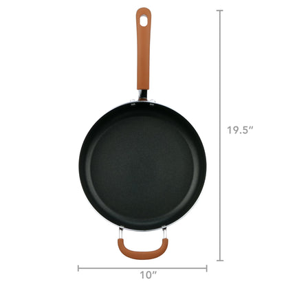 17 Piece Non-Stick Cookware Set, Pots & Pans with Foldable Knob, Space Saving, Stackable, Nylon Tools Set, Induction Base, Brown