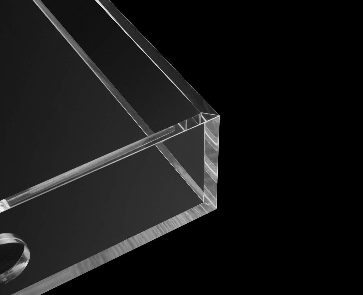 Clear Sturdy Acrylic Serving Tray with Handles-10X15Inch-Serving Coffee,Appetizer,Breakfast,Butler-Kitchen Countertop Tray-Makeup Drawer Organizer-Vanity Table Tray-Ottoman Tray-Decorative Tray