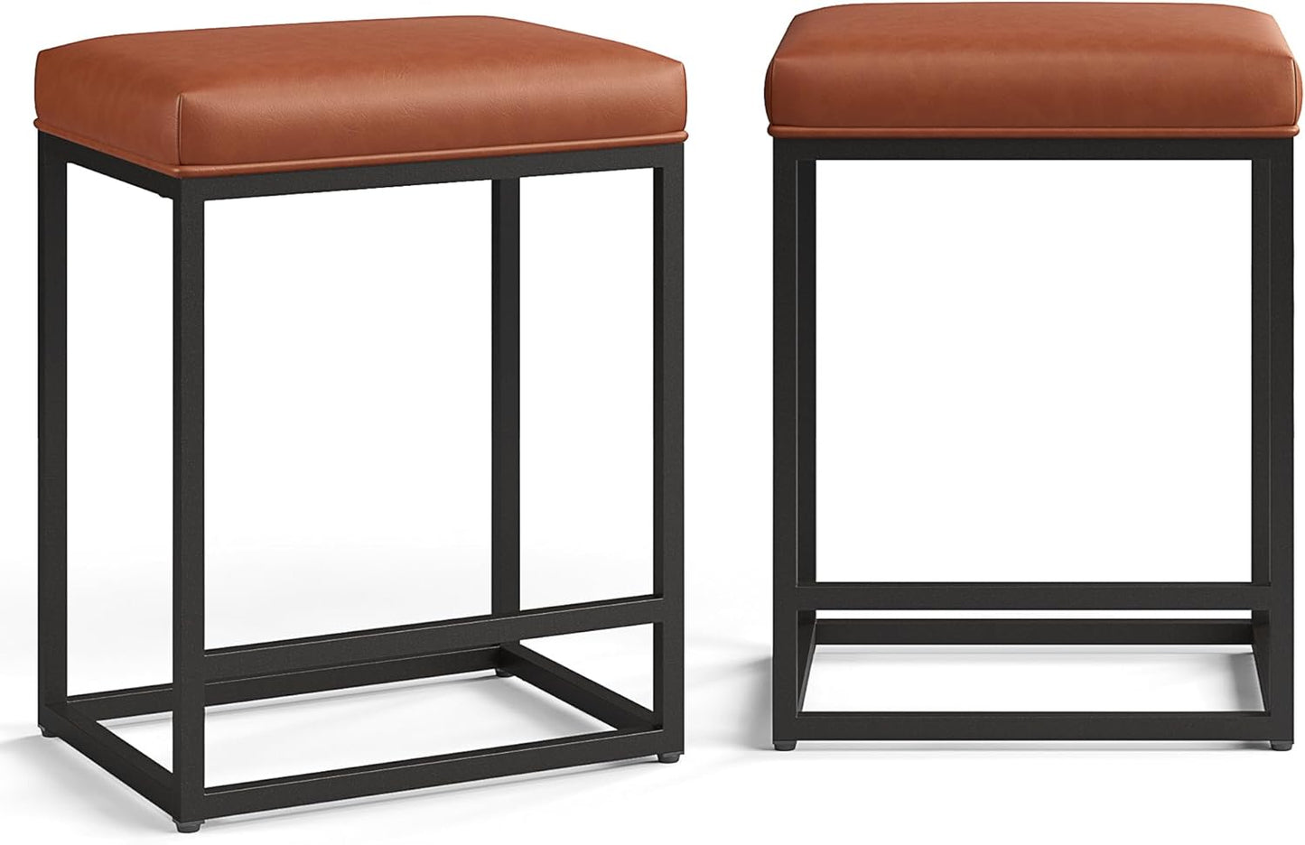 Bar Height Bar Stools 30 Inch Set of 2 for Kitchen Counter Backless Industrial Stool Modern Upholstered Barstool Countertop Saddle Chair Island Stool,330 LBS Bear Capacity,(30 Inch,Brown)