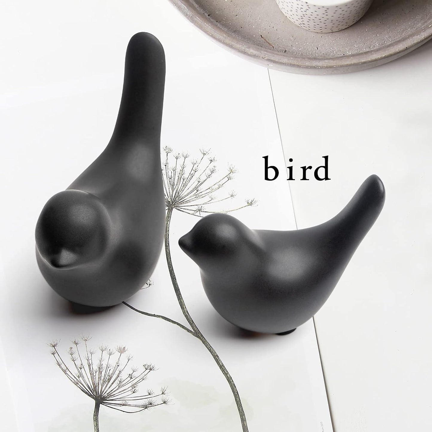 Small Birds Statues Home Decor Modern Style Decorative Ornaments for Living Room Decor, Bedroom, Office Desktop, Cabinets (Black 2Pcs Birds)