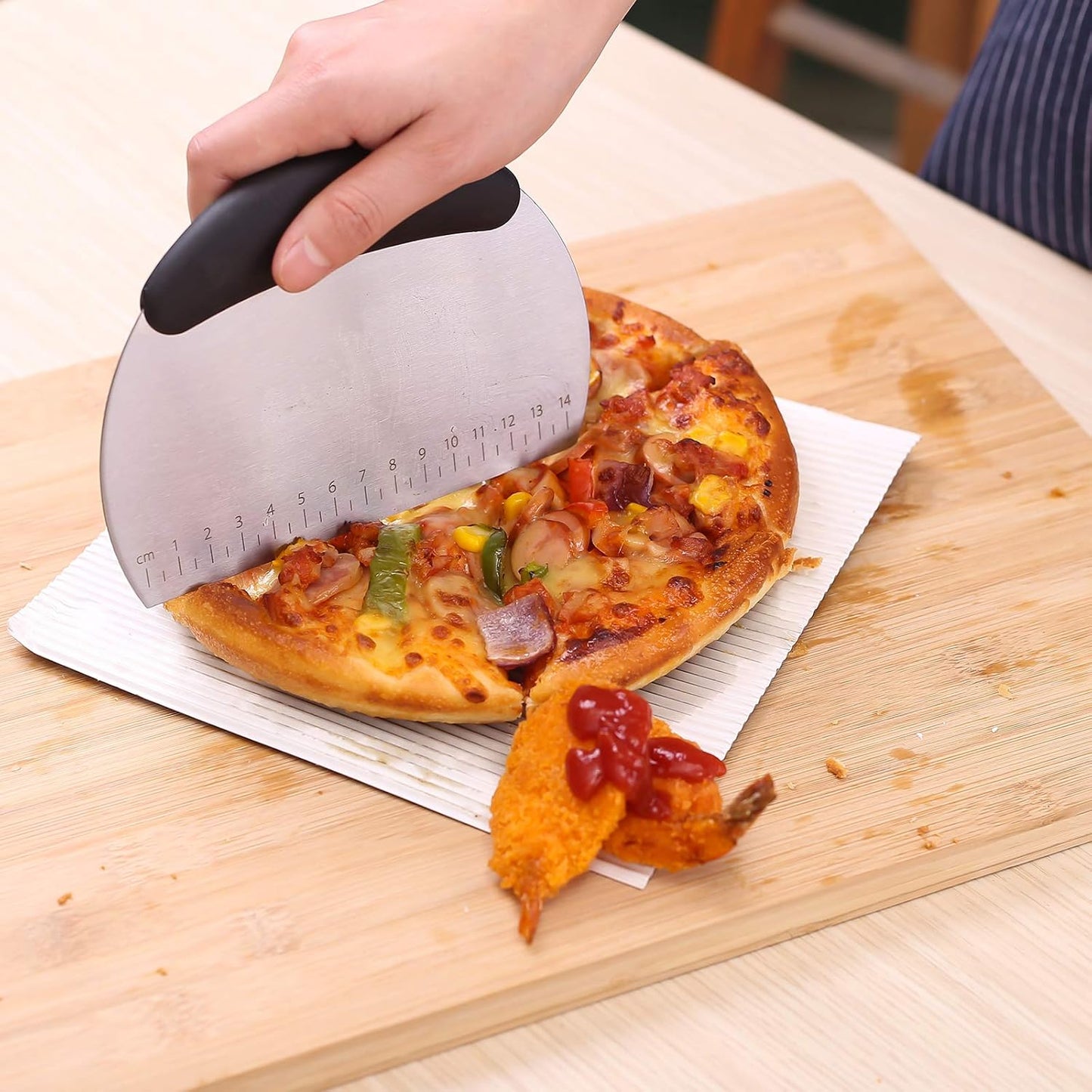 1 Pcs Dough Pastry Scraper Chopper/Stainless Steel Dough Scraper Cutter with Ergonomic Rubber Non-Slip Grip/Dough Scraper Cutter/Pro Pastry Pizza Cutter Chopper (Green)
