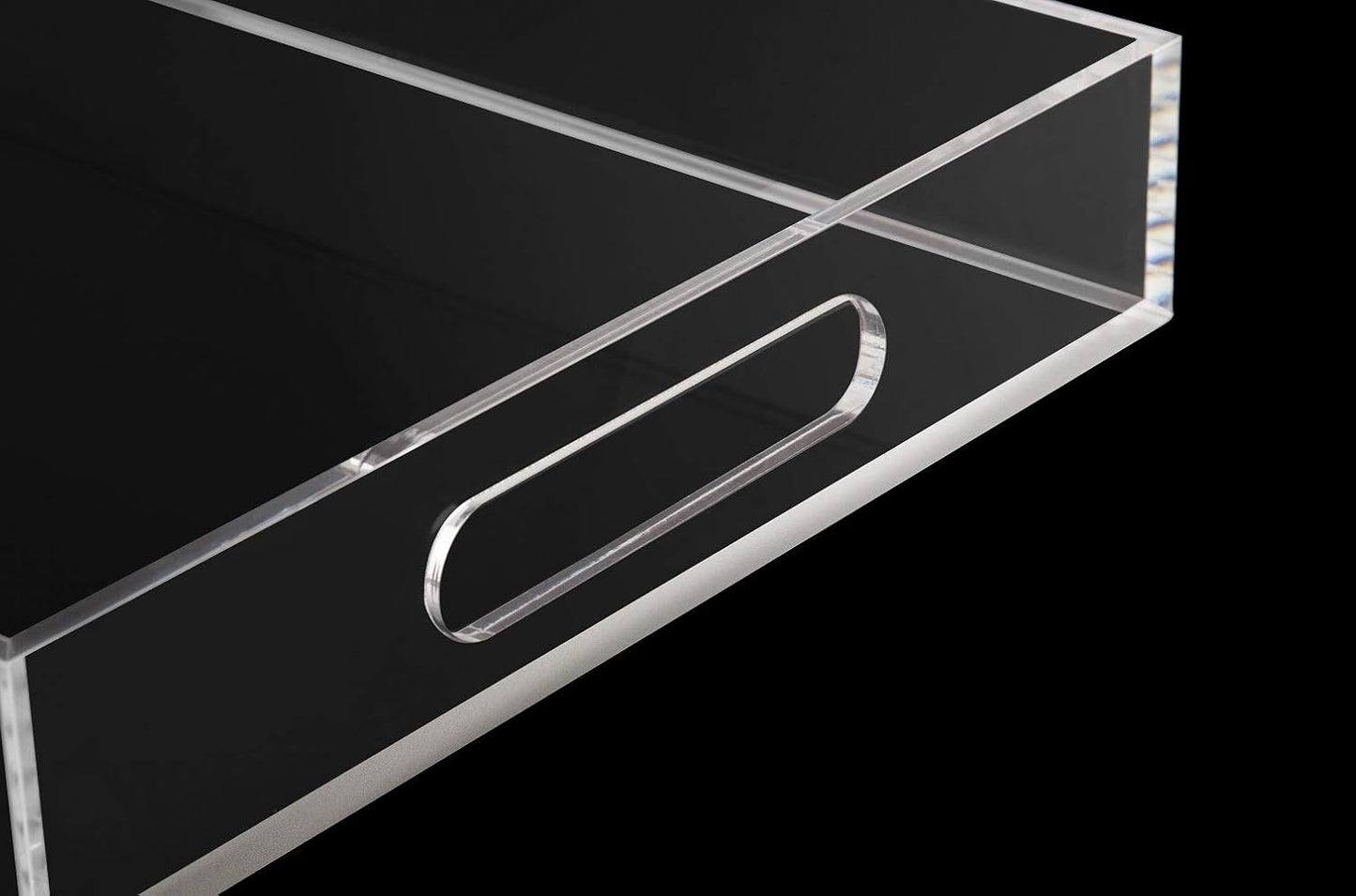 Clear Sturdy Acrylic Serving Tray with Handles-10X15Inch-Serving Coffee,Appetizer,Breakfast,Butler-Kitchen Countertop Tray-Makeup Drawer Organizer-Vanity Table Tray-Ottoman Tray-Decorative Tray