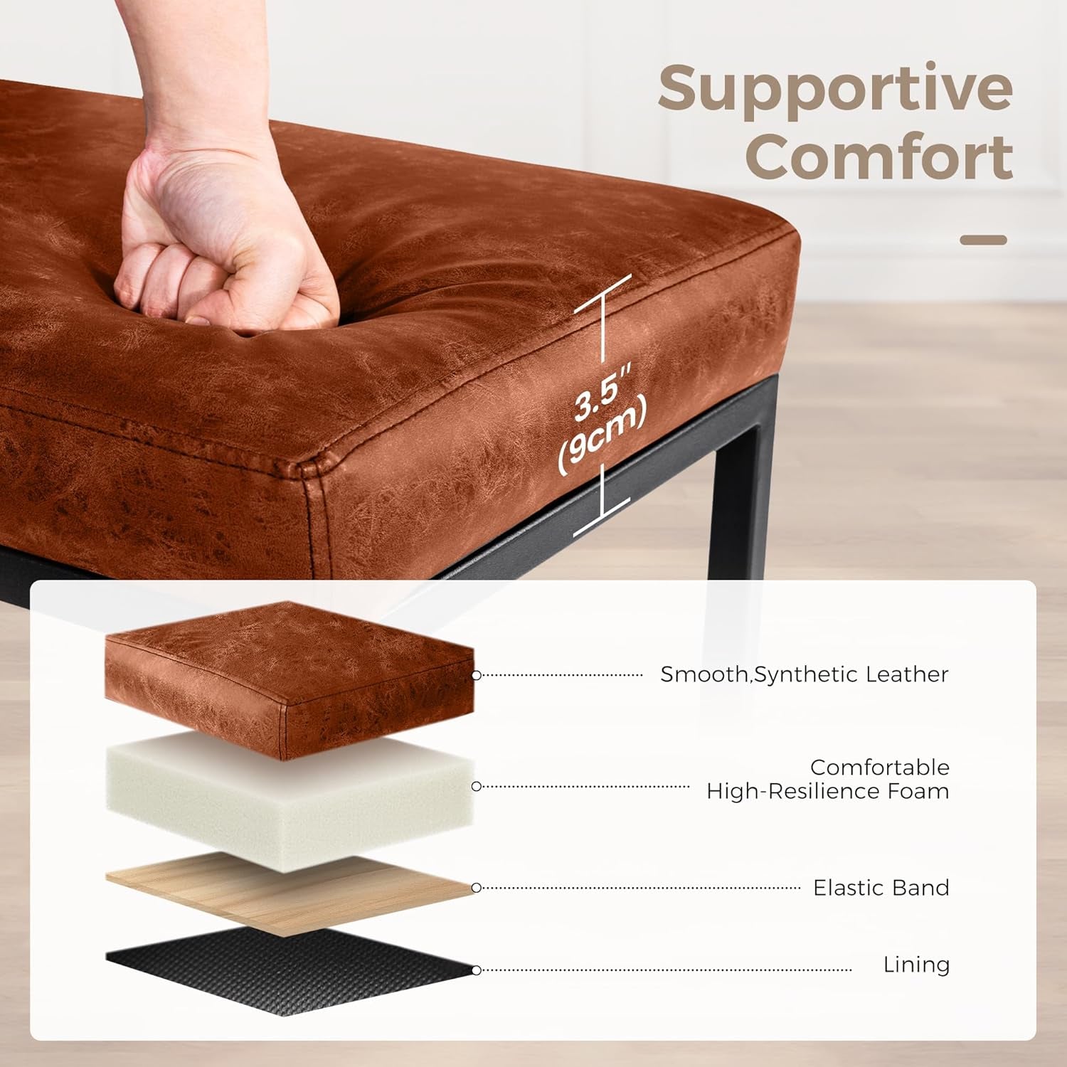 Bar Height Bar Stools 30 Inch Set of 2 for Kitchen Counter Backless Industrial Stool Modern Upholstered Barstool Countertop Saddle Chair Island Stool,330 LBS Bear Capacity,(30 Inch,Brown)