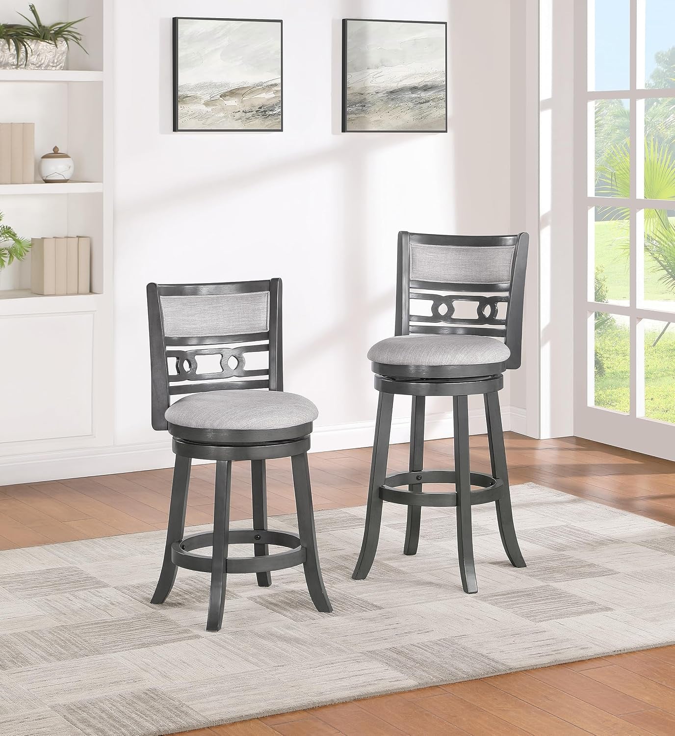 Gia 29" Swivel Barstool-Gray W/Gray Fabric Seat