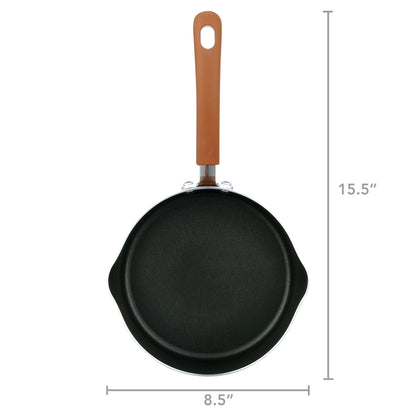 17 Piece Non-Stick Cookware Set, Pots & Pans with Foldable Knob, Space Saving, Stackable, Nylon Tools Set, Induction Base, Brown