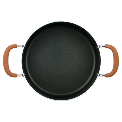 17 Piece Non-Stick Cookware Set, Pots & Pans with Foldable Knob, Space Saving, Stackable, Nylon Tools Set, Induction Base, Brown