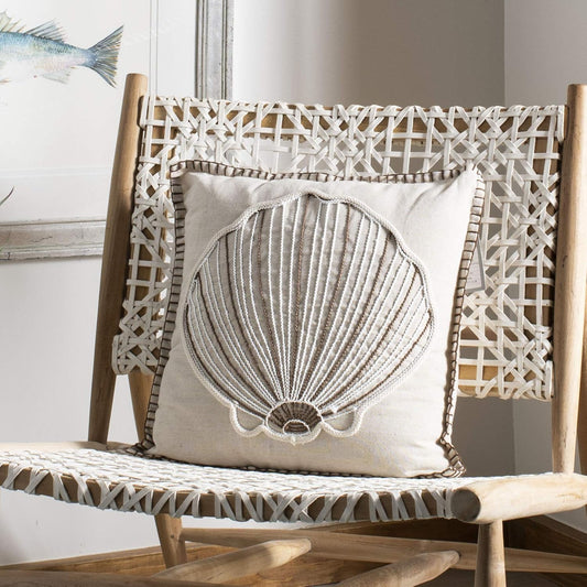 SAFAVIEH Home - Della Natural Color Seashell Nautical Coastal 18-Inch Decorative Pillow (PLS7018A-1818)