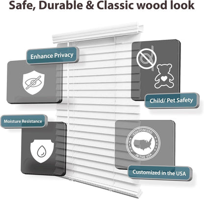 Cordless 2" Faux Wood Blind, 35" W X 48" H, Dark Oak