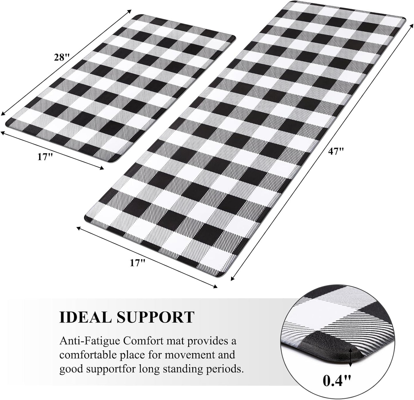 anti Fatigue Kitchen Mat Set of 2 Cushioned Kitchen Floor Mats Waterproof Kitchen Rugs Non Slip Kitchen Runner Rug Comfort Soft Standing Mat Carpets