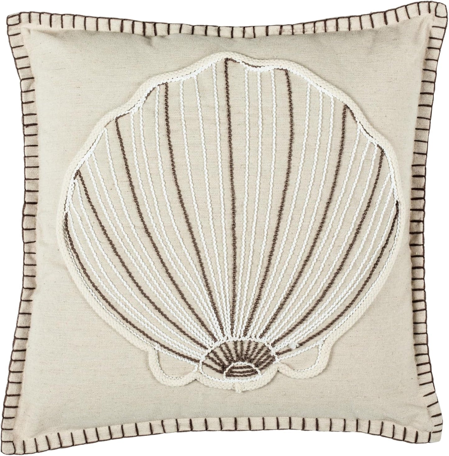 SAFAVIEH Home - Della Natural Color Seashell Nautical Coastal 18-Inch Decorative Pillow (PLS7018A-1818)