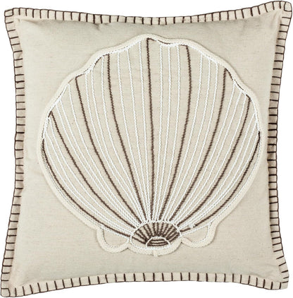 SAFAVIEH Home - Della Natural Color Seashell Nautical Coastal 18-Inch Decorative Pillow (PLS7018A-1818)
