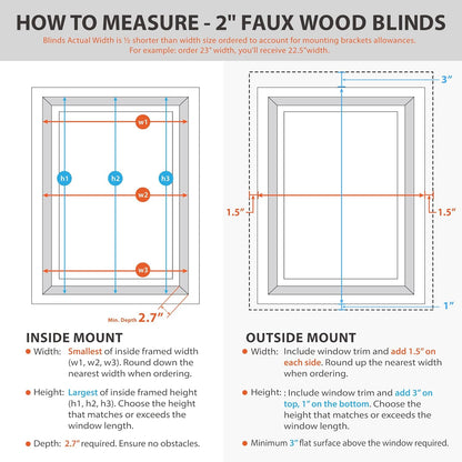 Cordless 2" Faux Wood Blind, 35" W X 48" H, Dark Oak