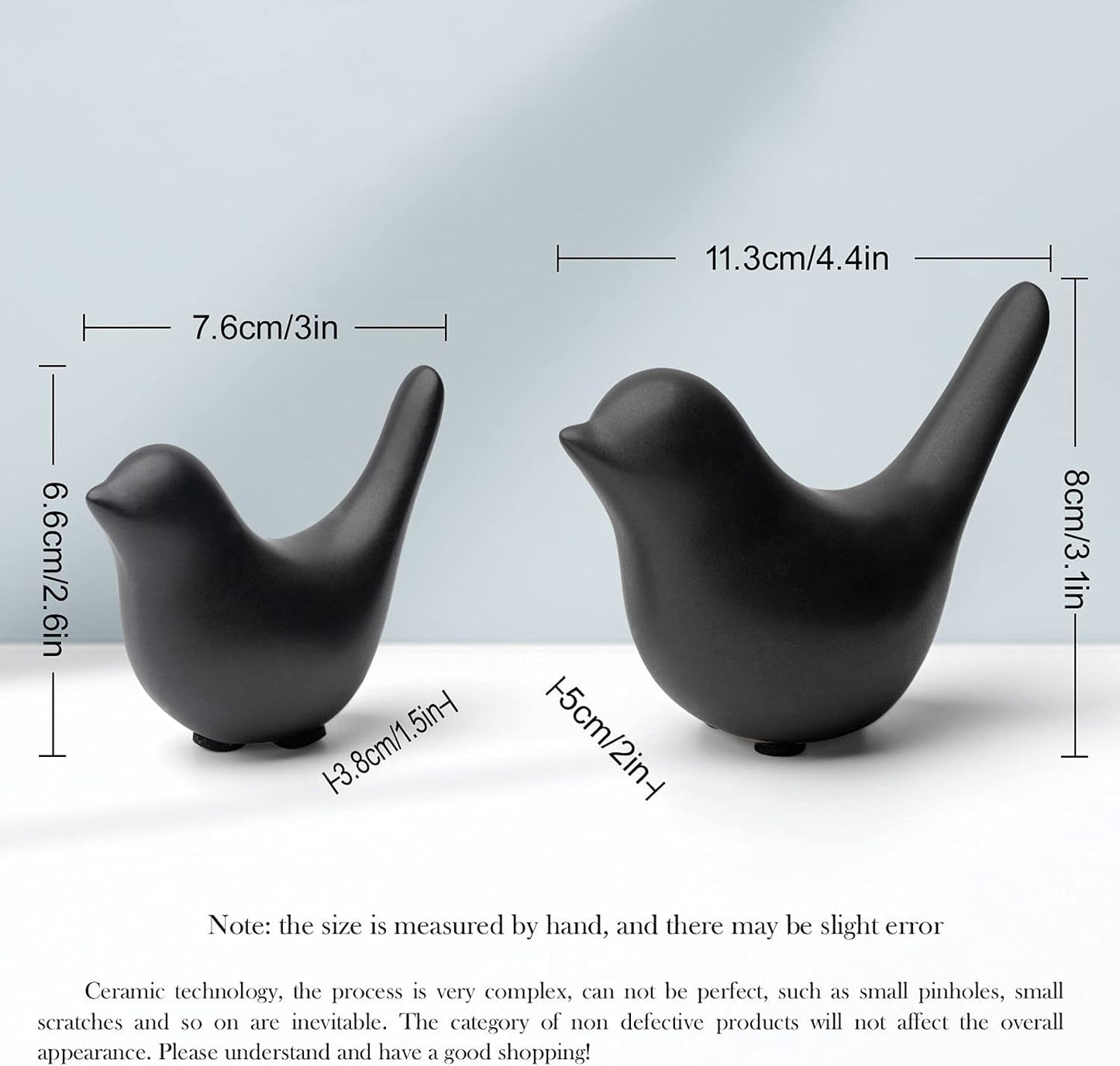 Small Birds Statues Home Decor Modern Style Decorative Ornaments for Living Room Decor, Bedroom, Office Desktop, Cabinets (Black 2Pcs Birds)