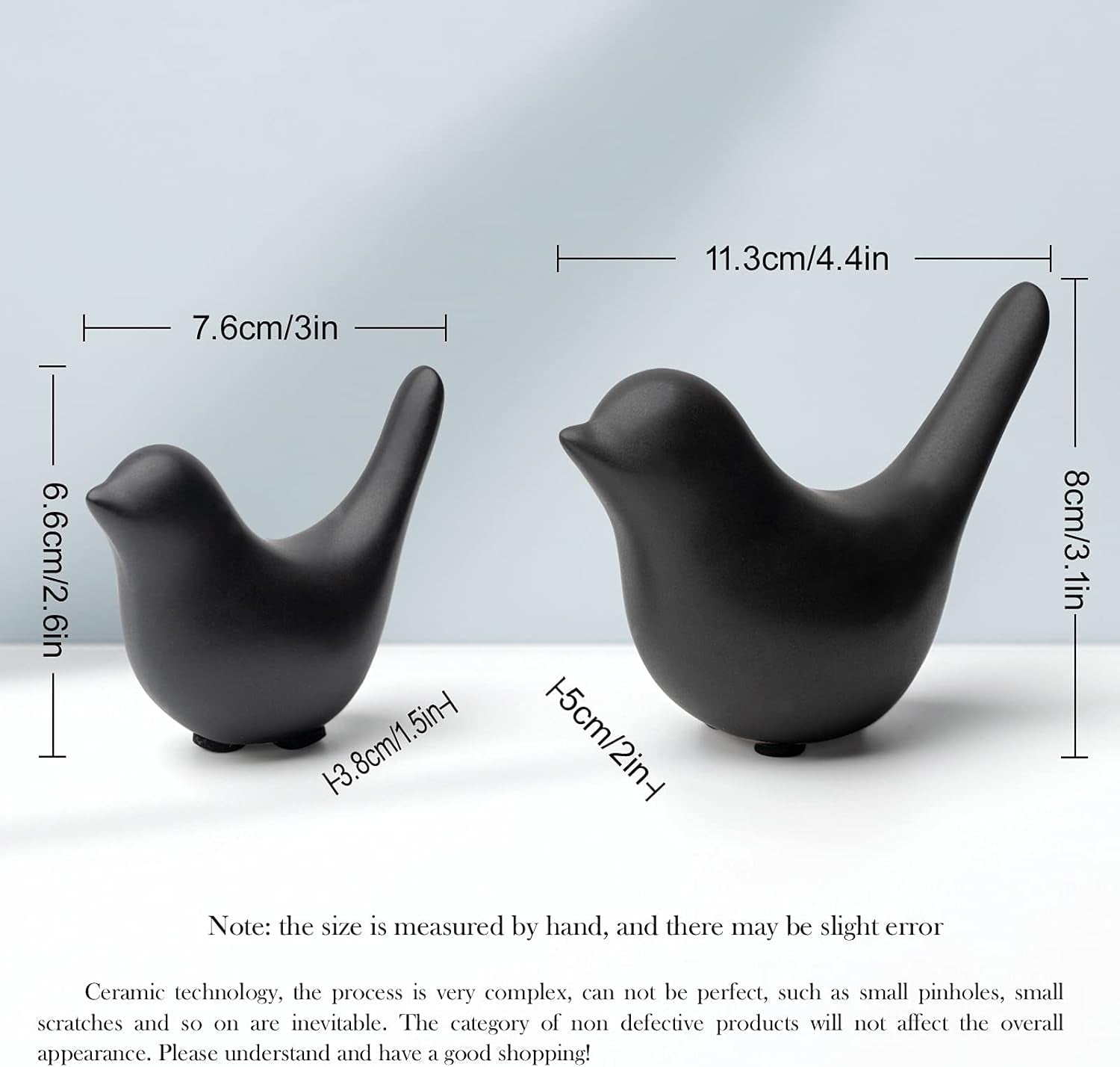 Small Birds Statues Home Decor Modern Style Decorative Ornaments for Living Room Decor, Bedroom, Office Desktop, Cabinets (Black 2Pcs Birds)