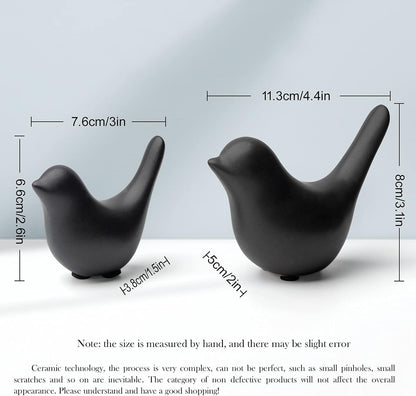 Small Birds Statues Home Decor Modern Style Decorative Ornaments for Living Room Decor, Bedroom, Office Desktop, Cabinets (Black 2Pcs Birds)