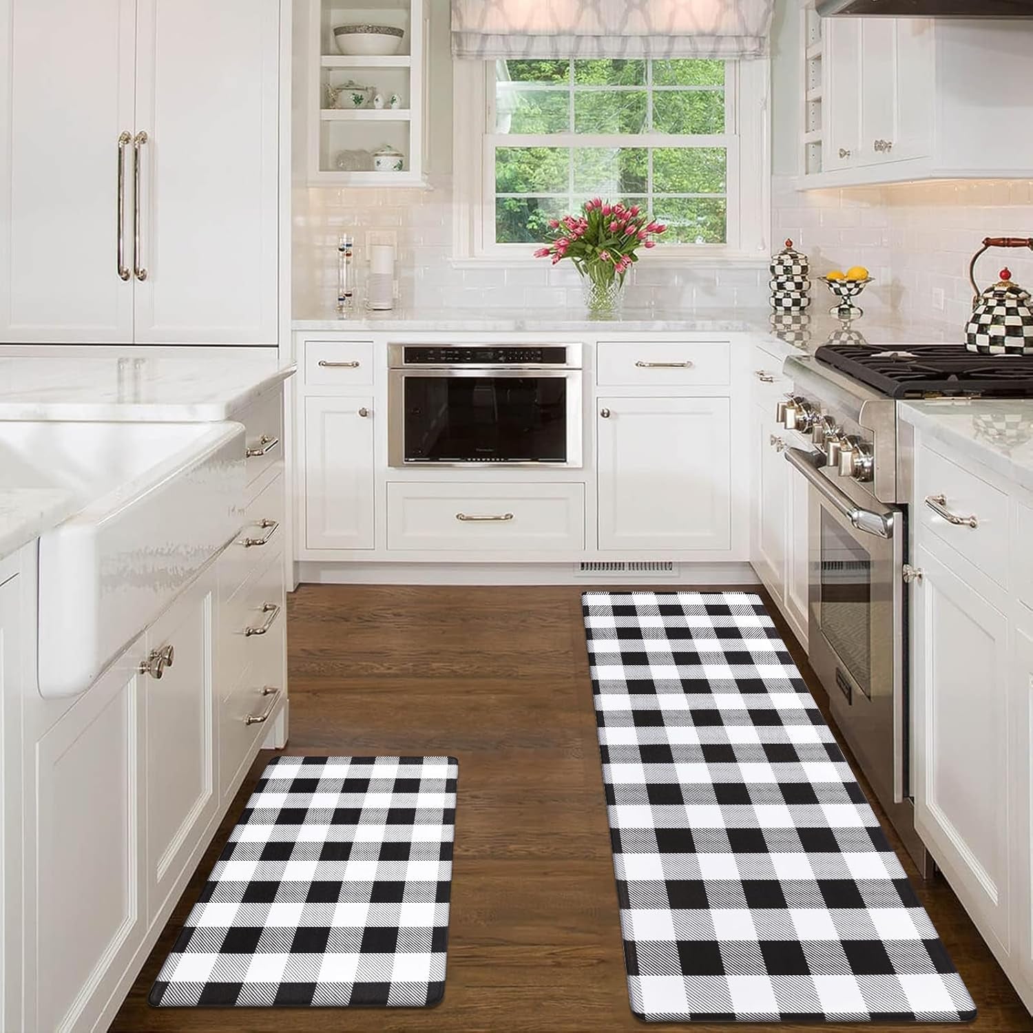 anti Fatigue Kitchen Mat Set of 2 Cushioned Kitchen Floor Mats Waterproof Kitchen Rugs Non Slip Kitchen Runner Rug Comfort Soft Standing Mat Carpets