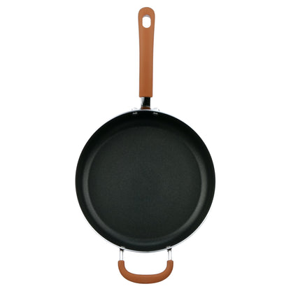 17 Piece Non-Stick Cookware Set, Pots & Pans with Foldable Knob, Space Saving, Stackable, Nylon Tools Set, Induction Base, Brown