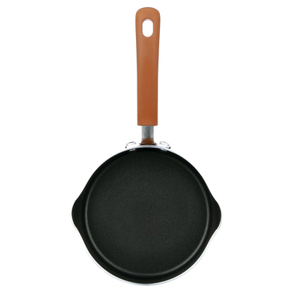 17 Piece Non-Stick Cookware Set, Pots & Pans with Foldable Knob, Space Saving, Stackable, Nylon Tools Set, Induction Base, Brown