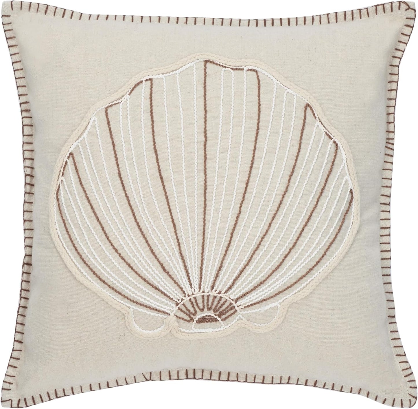 SAFAVIEH Home - Della Natural Color Seashell Nautical Coastal 18-Inch Decorative Pillow (PLS7018A-1818)