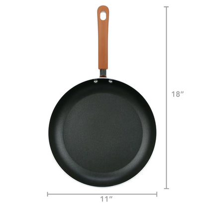 17 Piece Non-Stick Cookware Set, Pots & Pans with Foldable Knob, Space Saving, Stackable, Nylon Tools Set, Induction Base, Brown