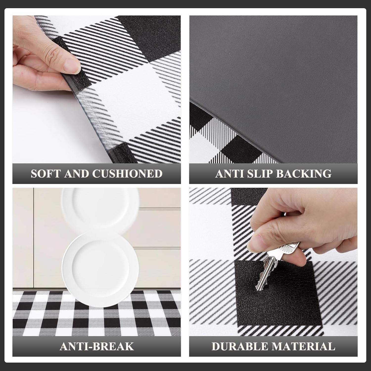 anti Fatigue Kitchen Mat Set of 2 Cushioned Kitchen Floor Mats Waterproof Kitchen Rugs Non Slip Kitchen Runner Rug Comfort Soft Standing Mat Carpets