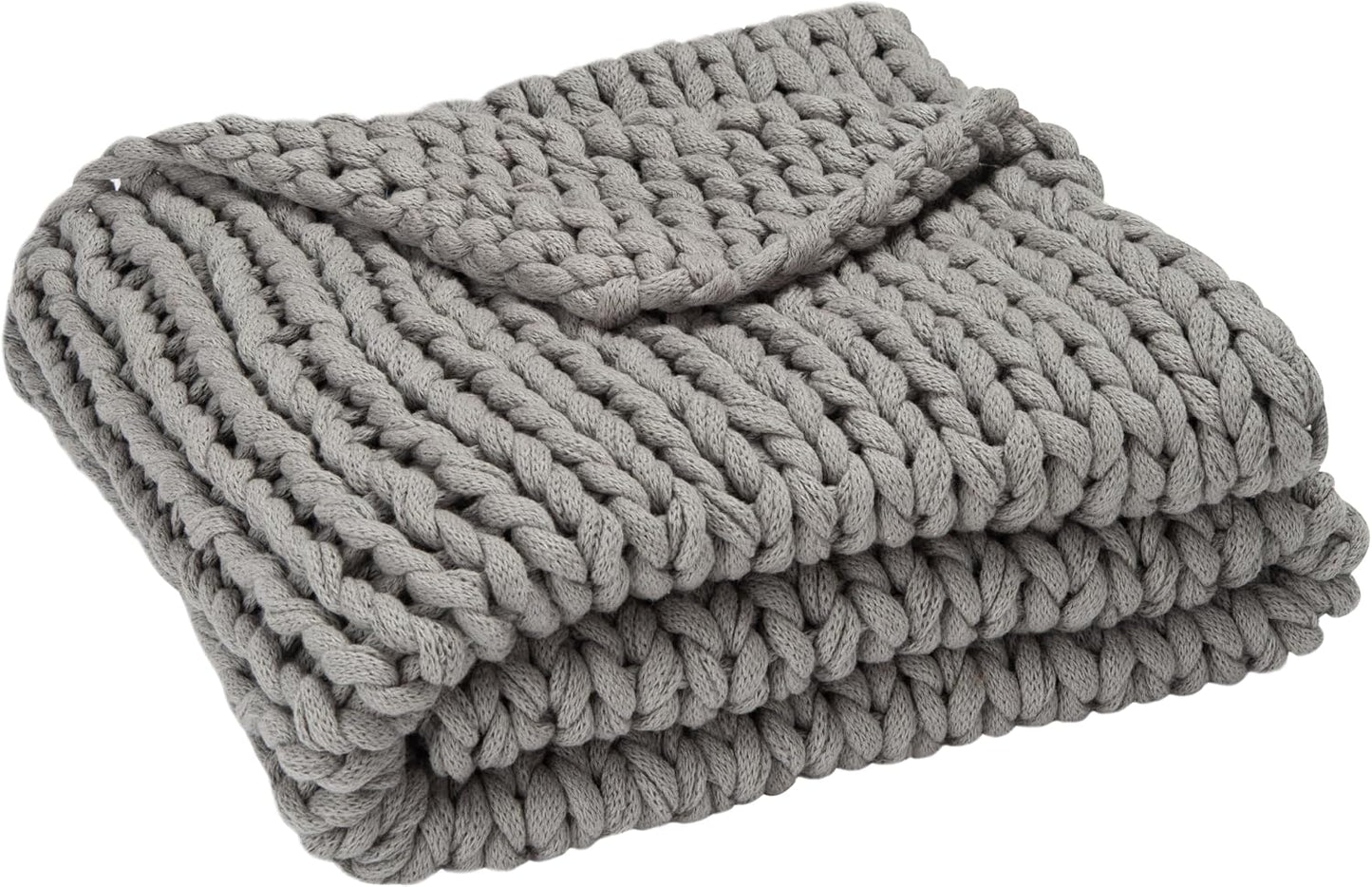 SAFAVIEH Home Collection Adalina Grey Knit Cotton 50 X 60-Inch Sofa Chaise Lounge Club Chair Living Room Bedroom Decorative Throw Blanket